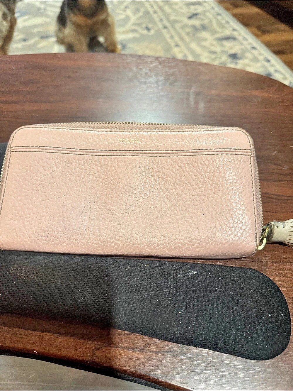 Fossil Logan Leather RFID Zip Around Wallet in Pink